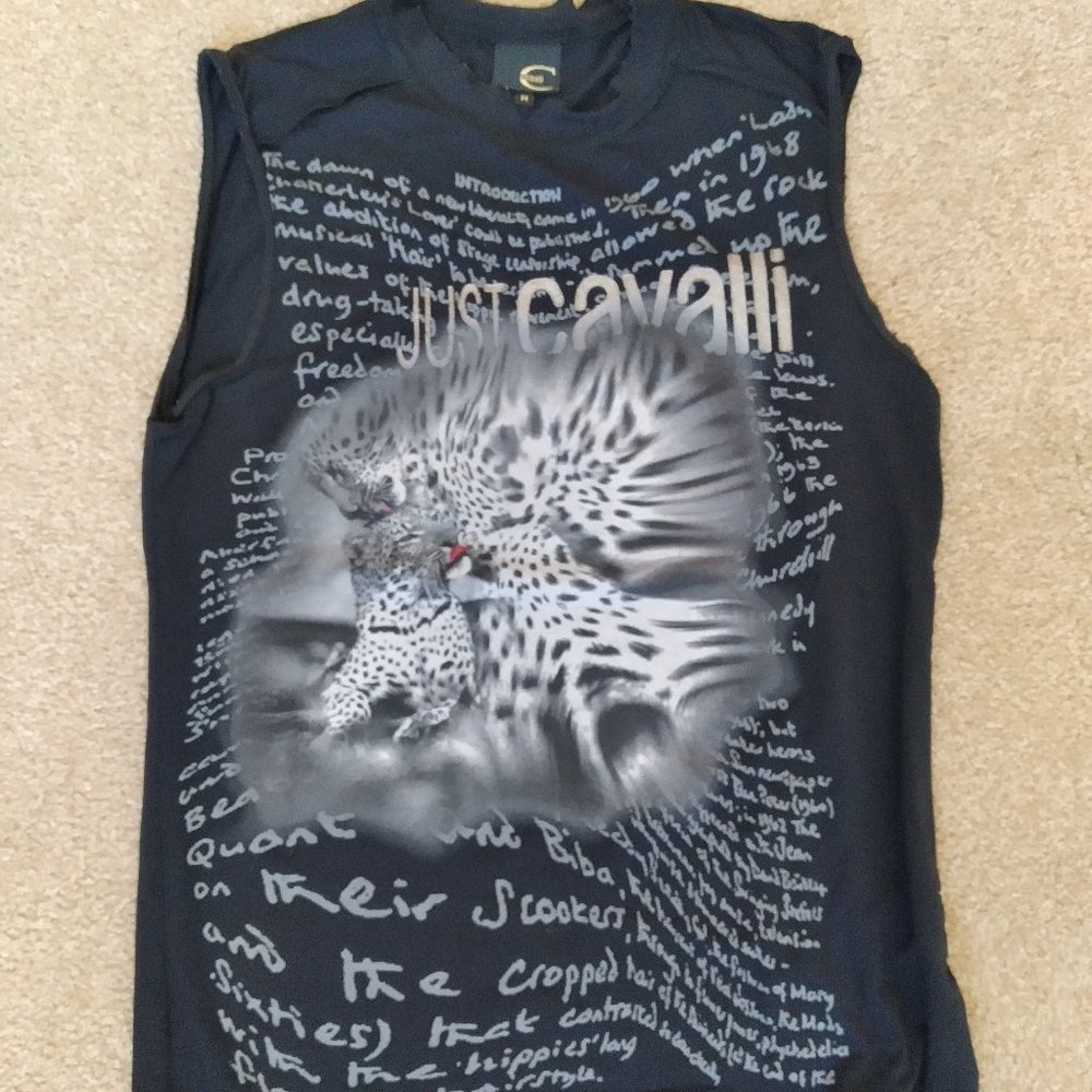 Roberto Cavalli original sleveless shirt, size M made in Italy, with hologram